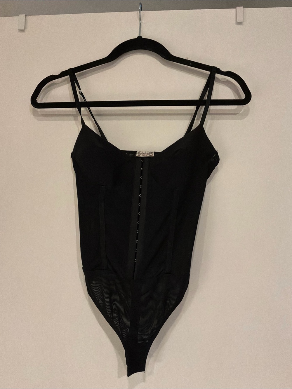 Free People Black Hook-and-Eye Corset Bodysuit